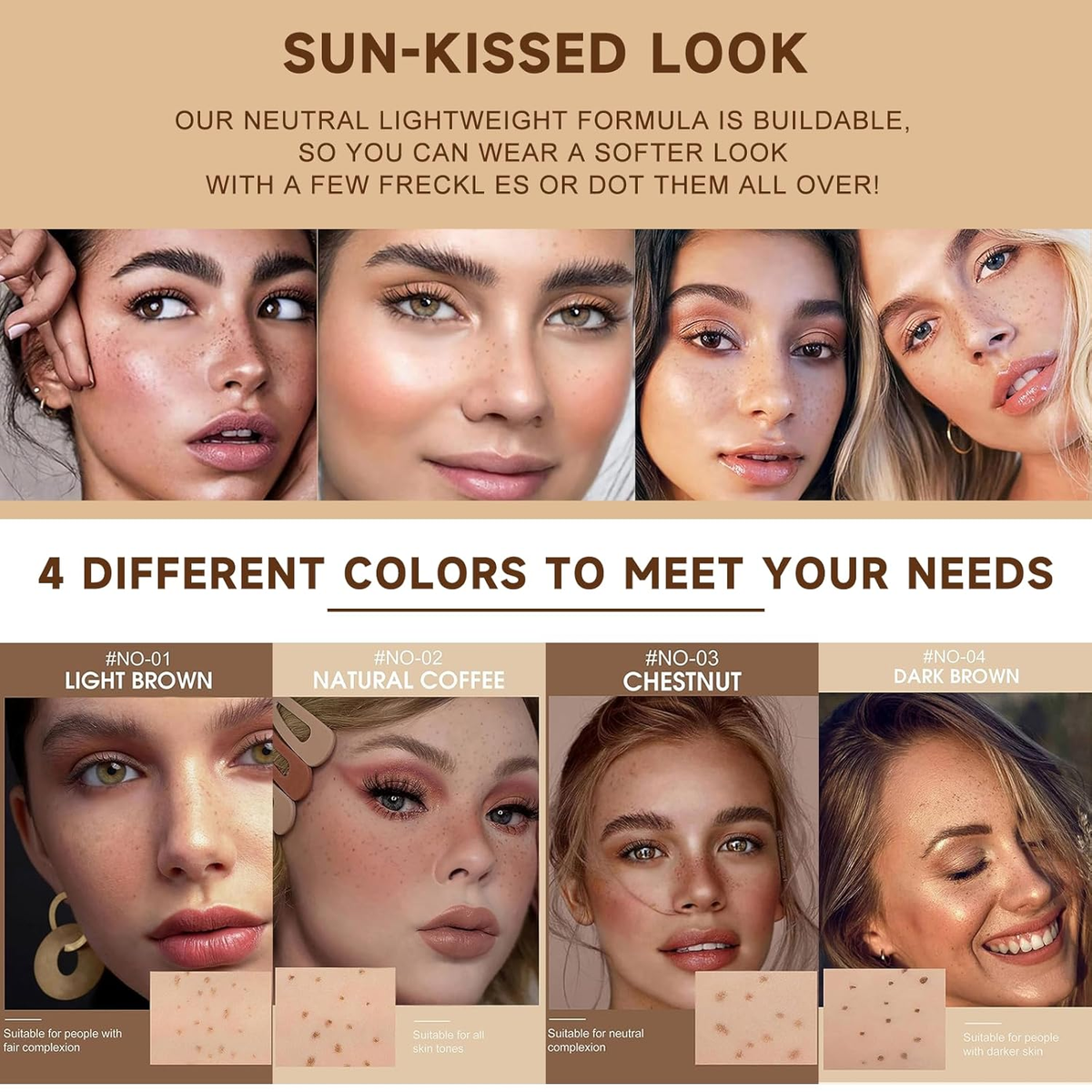 Wasserdichter Sommersprossen-Stift | Faux Freckles Makeup Pen für natürliche, mühelose Sunkissed Looks | Realistische Punkte für Gesicht & Make-Up