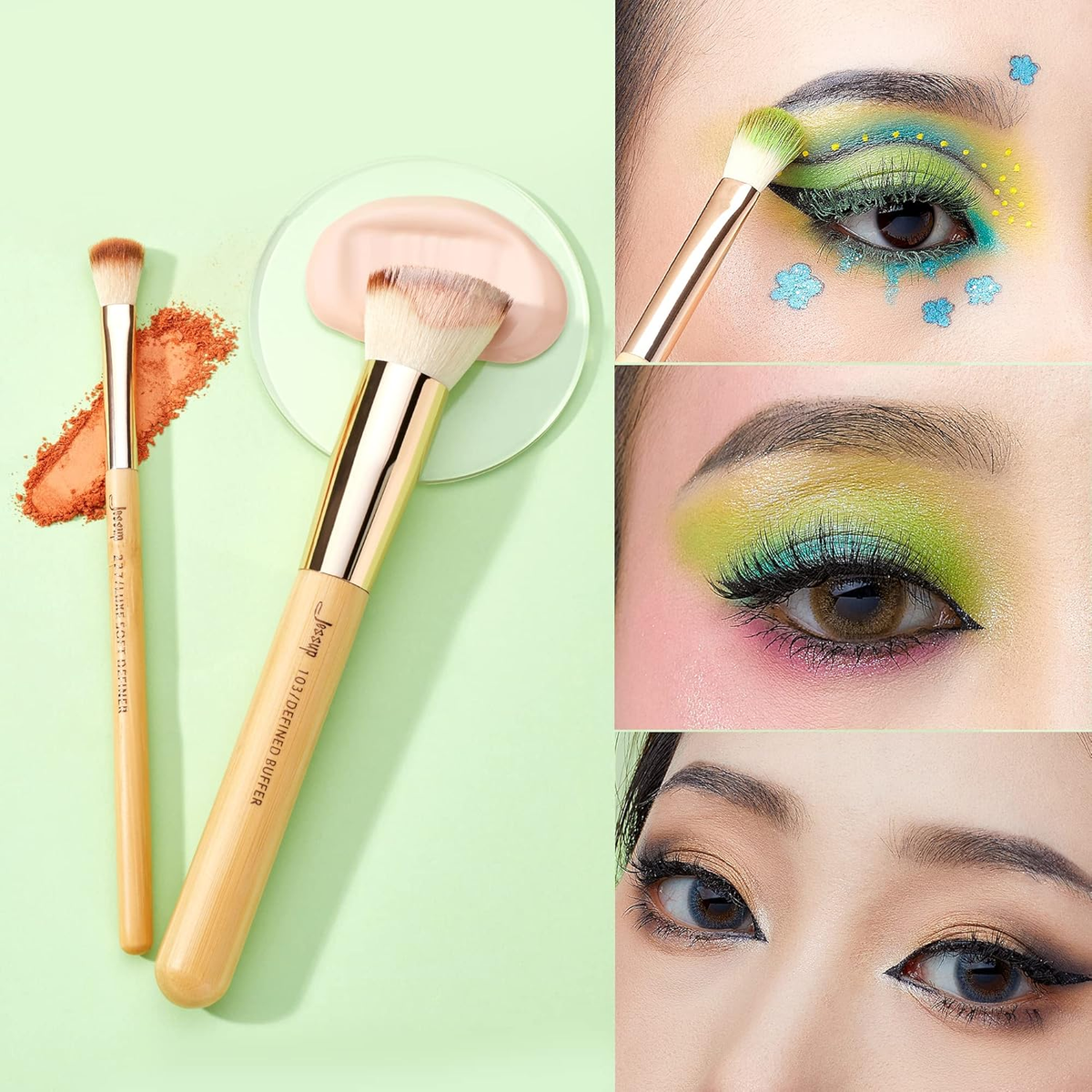 Jessup Pinselset Bambus Make up Pinsel Set Professionelle Makeup Pinsel Gesichtspinsel Lidschattenpinsel Augenpinsel Kosmetikpinsel Puder Lidschatten Schmink Pinsel Synthetische Haare 20 Stück T145