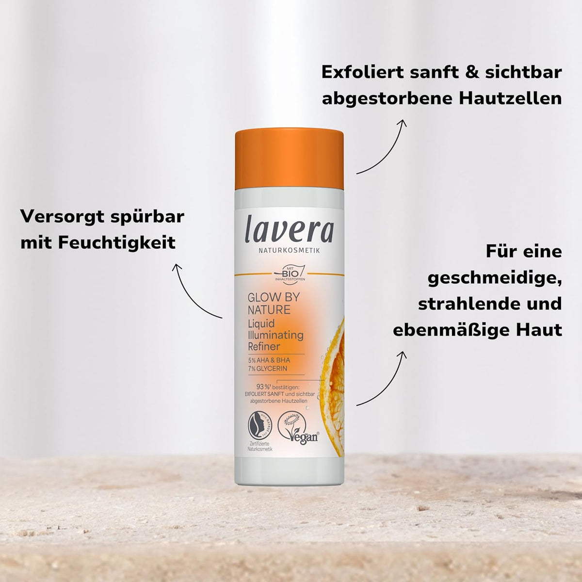 Lavera Glow by Nature Liquid Illuminating Refiner - Für Gemscheidigere & Ebenmäßigere Haut - Feuchtigkeitsspendend - Natürliches Q10 - Hautregenration - Vegan - Natürkosmetik - 100 Ml