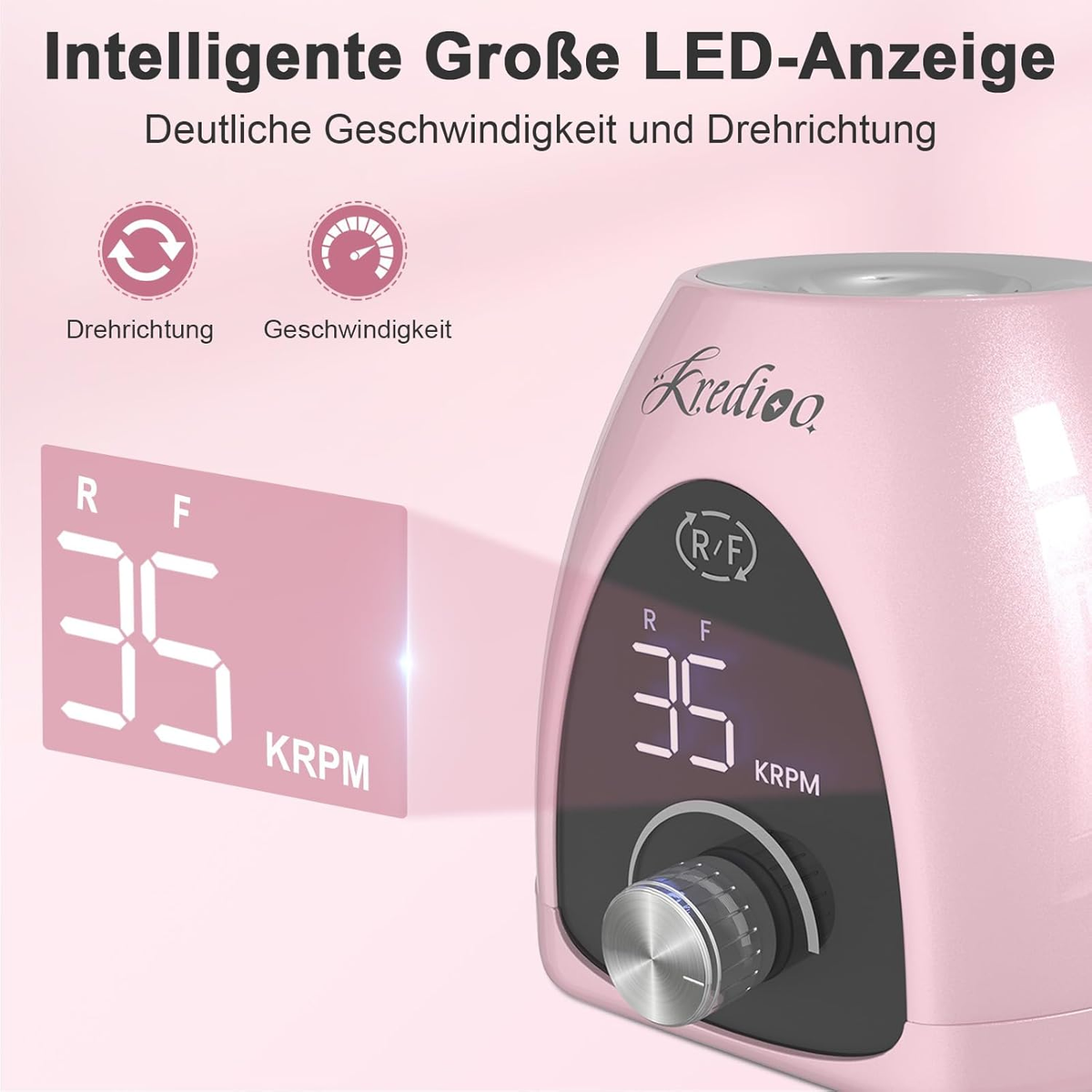 Nagelfräser Für Gelnägel 35000 U/Min Elektrische Nagelfräser 6 in 1 Maniküre Set Elektrisch Stufenlose Geschwindigkeit Mit LED Dislay Für Nagelhaut Shellac Acrylgel, Sicher Für Anfänger Profi