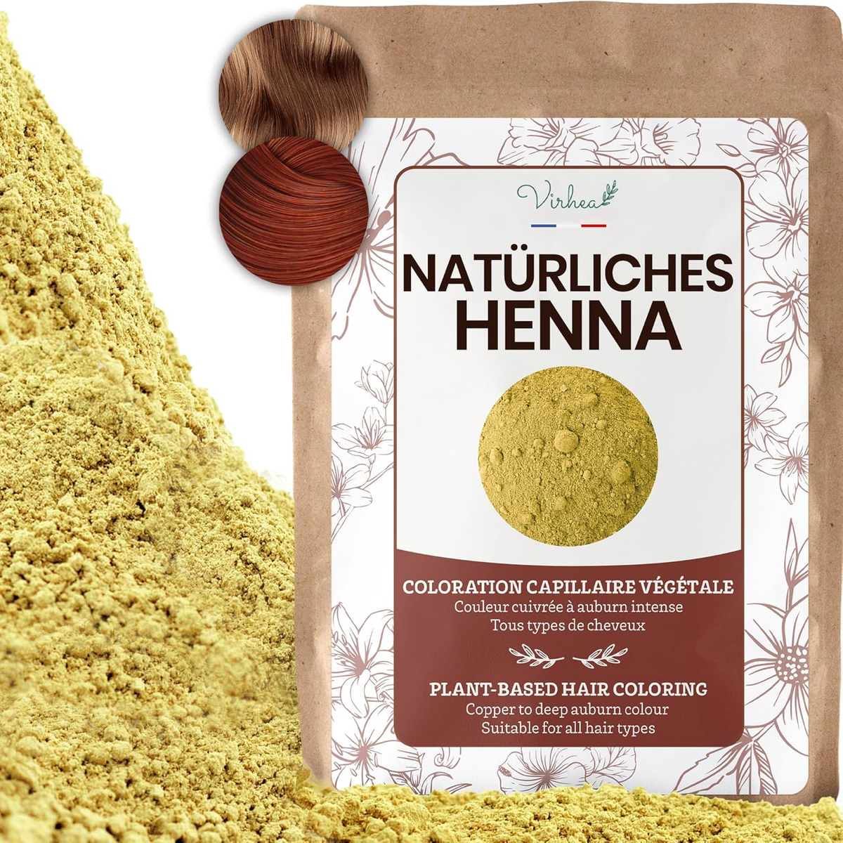 Natürliches Henna 500G - Pflanzliche Haarfarbe Für Gesundes, Strahlendes Haar - Chemiefrei, Vegan Und Nachhaltig - Ideal Für Braune Und Kupferfarbene Töne - Naturkosmetik Für Die Ganze Familie