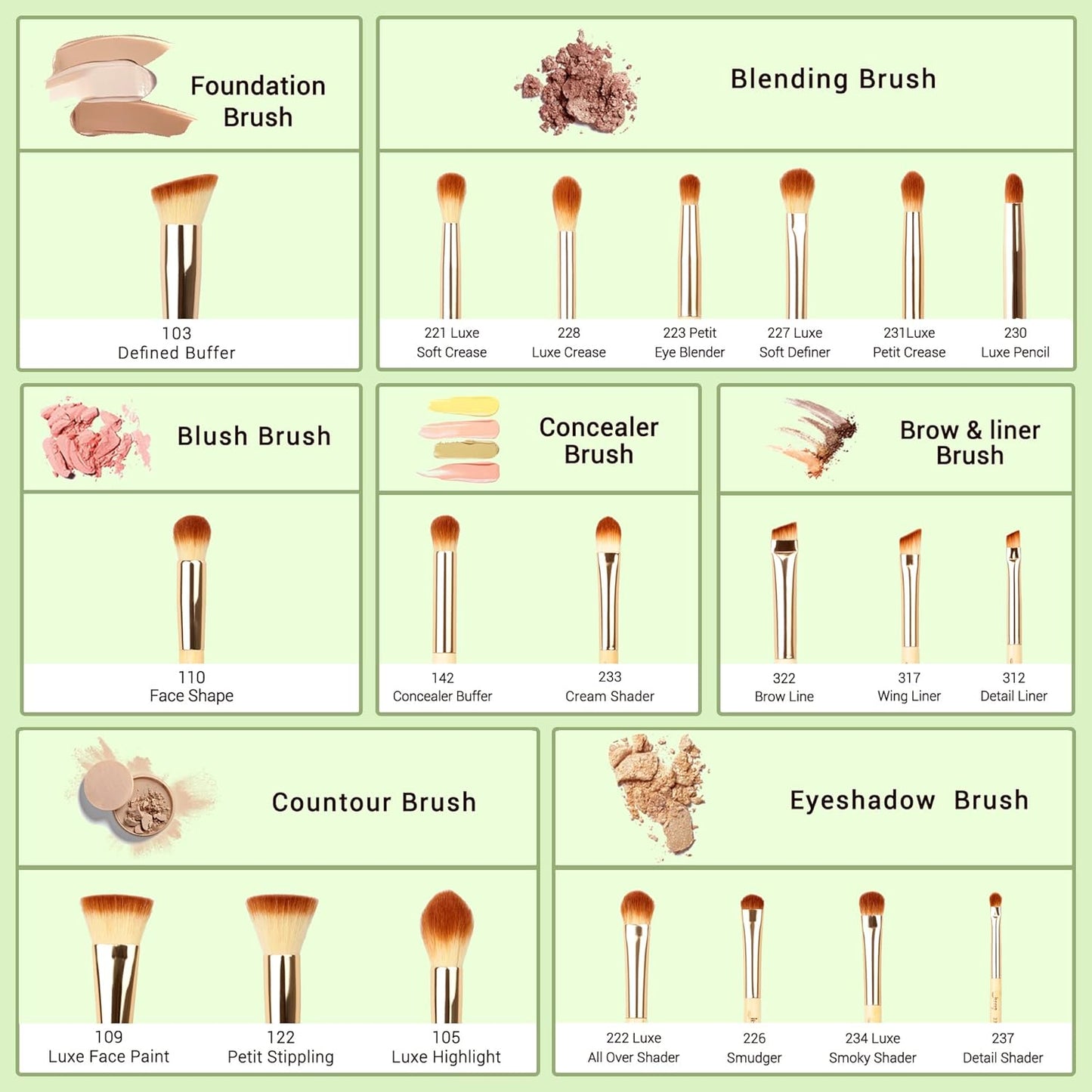 Jessup Pinselset Bambus Make up Pinsel Set Professionelle Makeup Pinsel Gesichtspinsel Lidschattenpinsel Augenpinsel Kosmetikpinsel Puder Lidschatten Schmink Pinsel Synthetische Haare 20 Stück T145