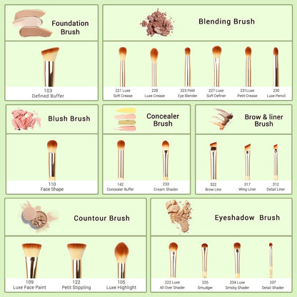 Jessup Pinselset Bambus Make up Pinsel Set Professionelle Makeup Pinsel Gesichtspinsel Lidschattenpinsel Augenpinsel Kosmetikpinsel Puder Lidschatten Schmink Pinsel Synthetische Haare 20 Stück T145