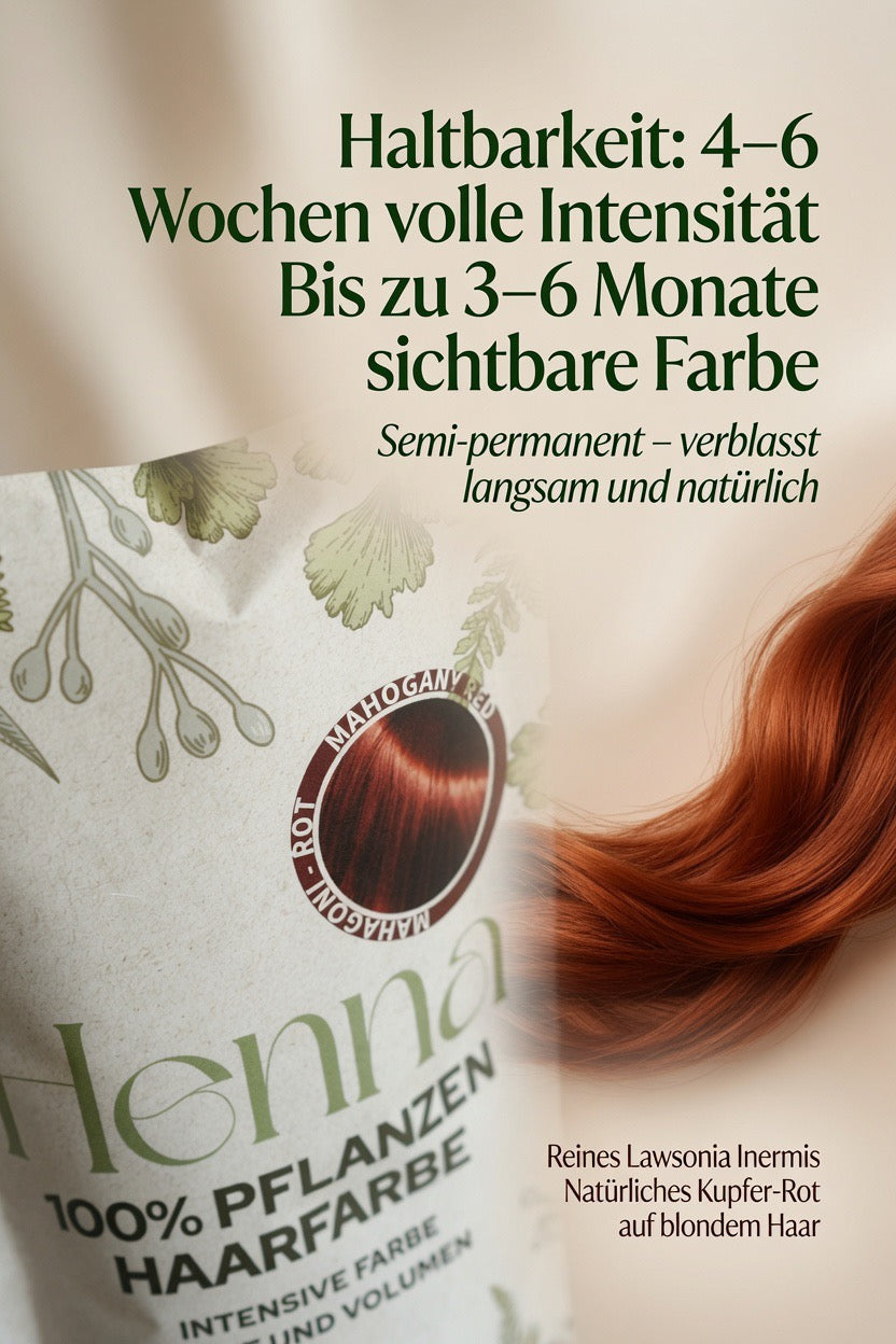 Natürliche Haarfarbe PFLANZENPULVER kraftvolles Haar mit Volumen und glanzvolle Farbe große Packung mit 220g für bis zu 4 Anwendungen