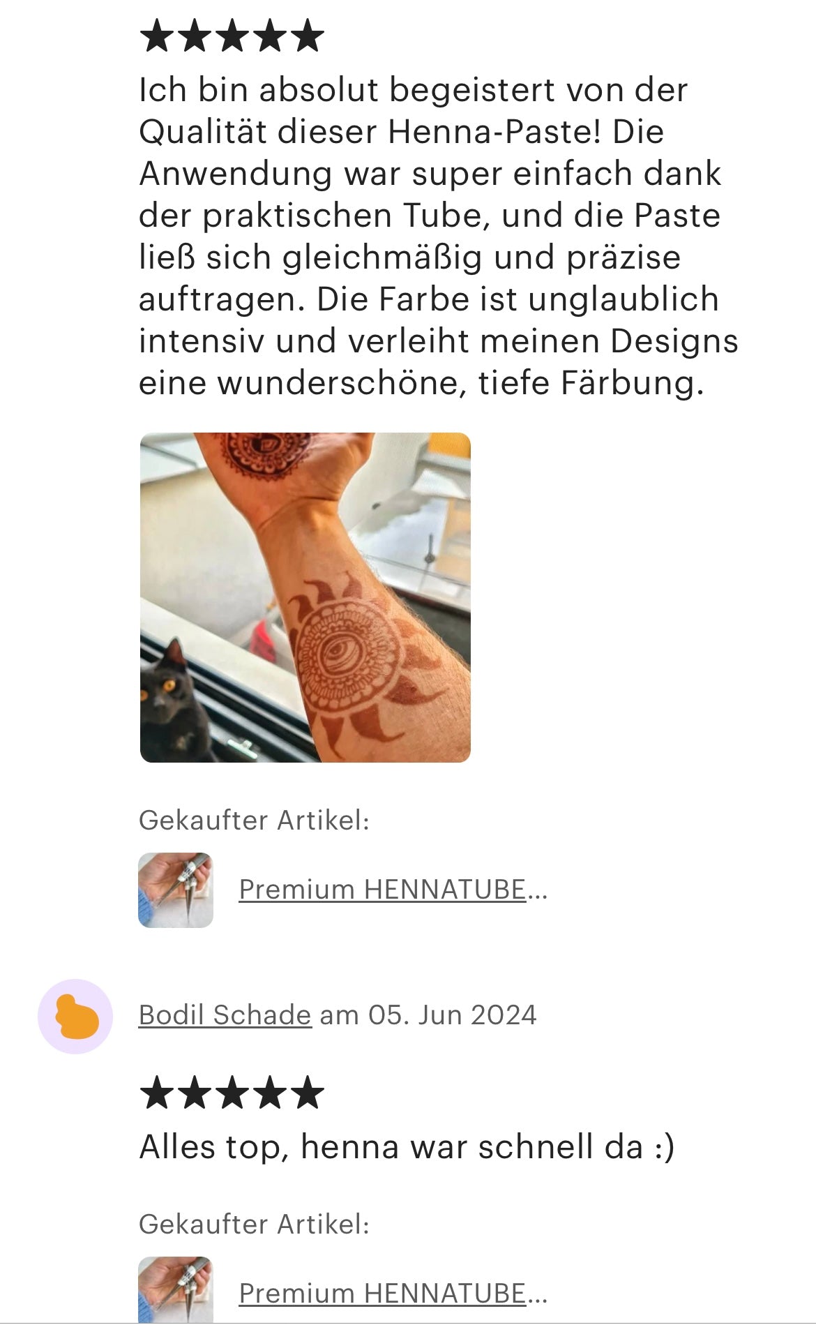 Premium Natural Henna Cones 5-Piece Set - For Henna Tattoos on Skin and Lonlasting Henna Freckles on Face