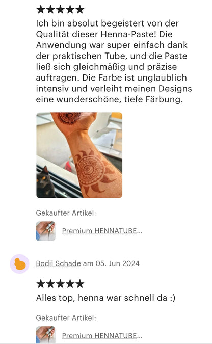 Premium Natural Henna Cones 5-Piece Set - For Henna Tattoos on Skin and Lonlasting Henna Freckles on Face