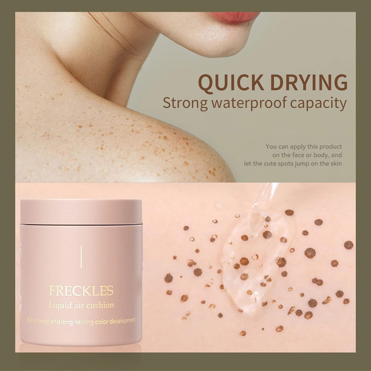 Sommersprossen Luftkissen- Wasserdichtes, Langanhaltendes Flüssig-Make-Up für Magische Sommersprossen im Gesicht, Perfekt für den Alltag!