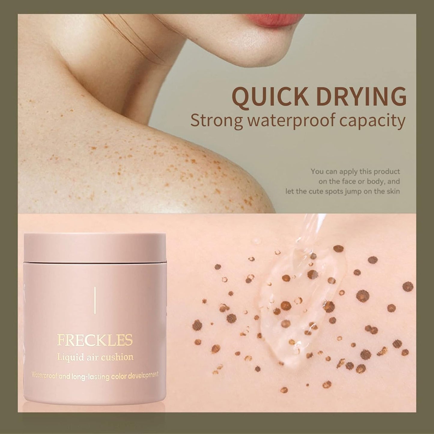 Sommersprossen Luftkissen- Wasserdichtes, Langanhaltendes Flüssig-Make-Up für Magische Sommersprossen im Gesicht, Perfekt für den Alltag!