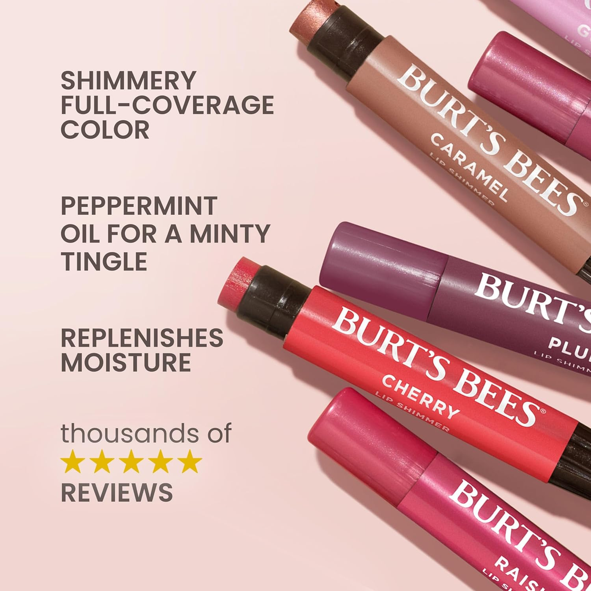Burt'S Bees Lip Shimmer, Caramel, 2.7 Ml Tubes (4-Pack) (Lippenmakeup)