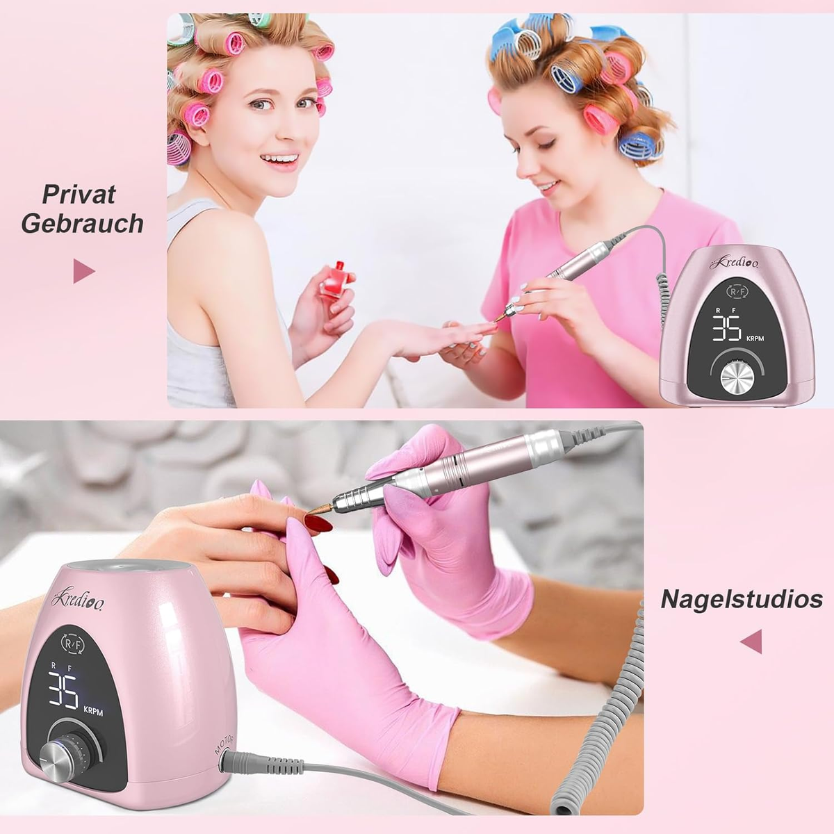 Nagelfräser Für Gelnägel 35000 U/Min Elektrische Nagelfräser 6 in 1 Maniküre Set Elektrisch Stufenlose Geschwindigkeit Mit LED Dislay Für Nagelhaut Shellac Acrylgel, Sicher Für Anfänger Profi